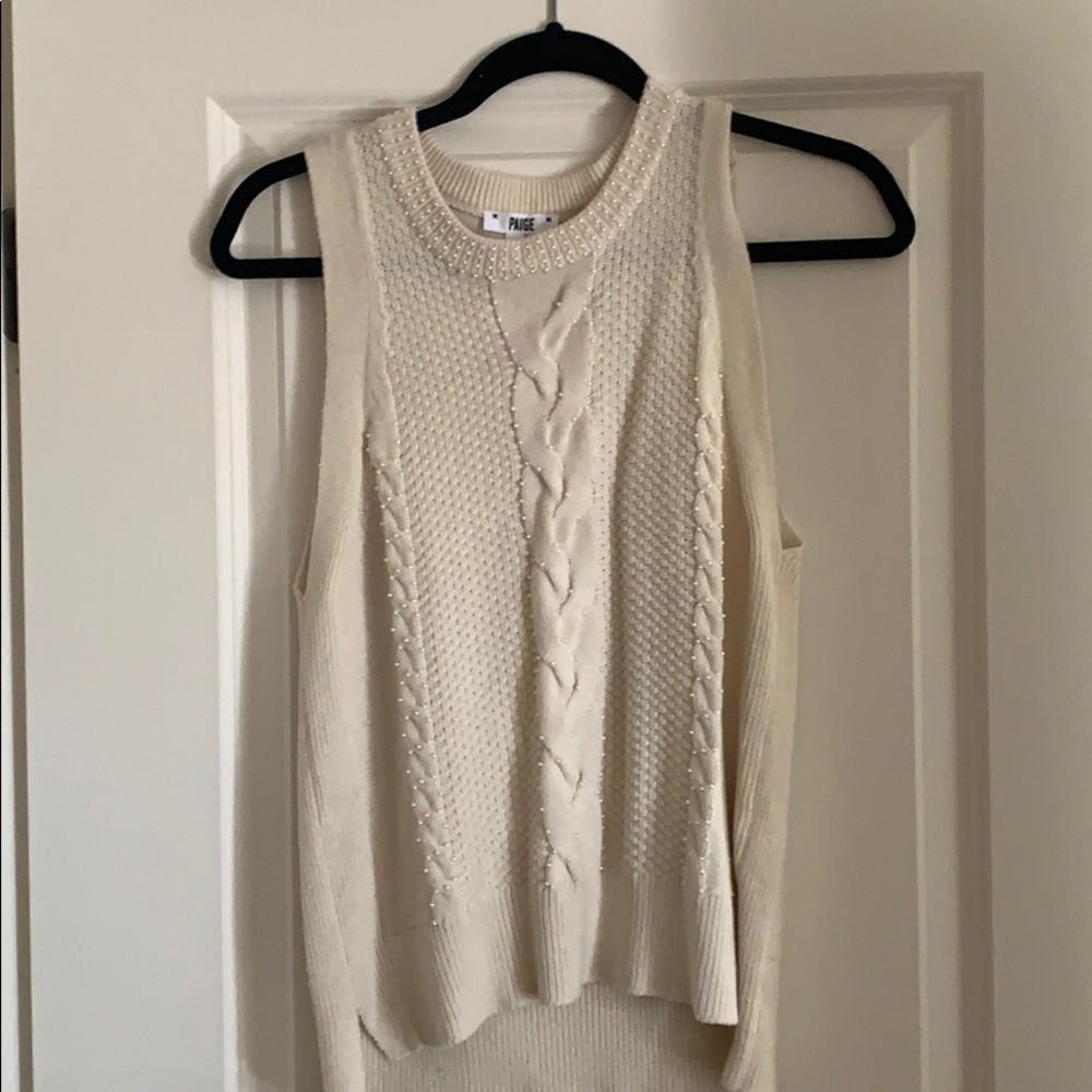 PAIGE Cream Sleeveless Knit Top